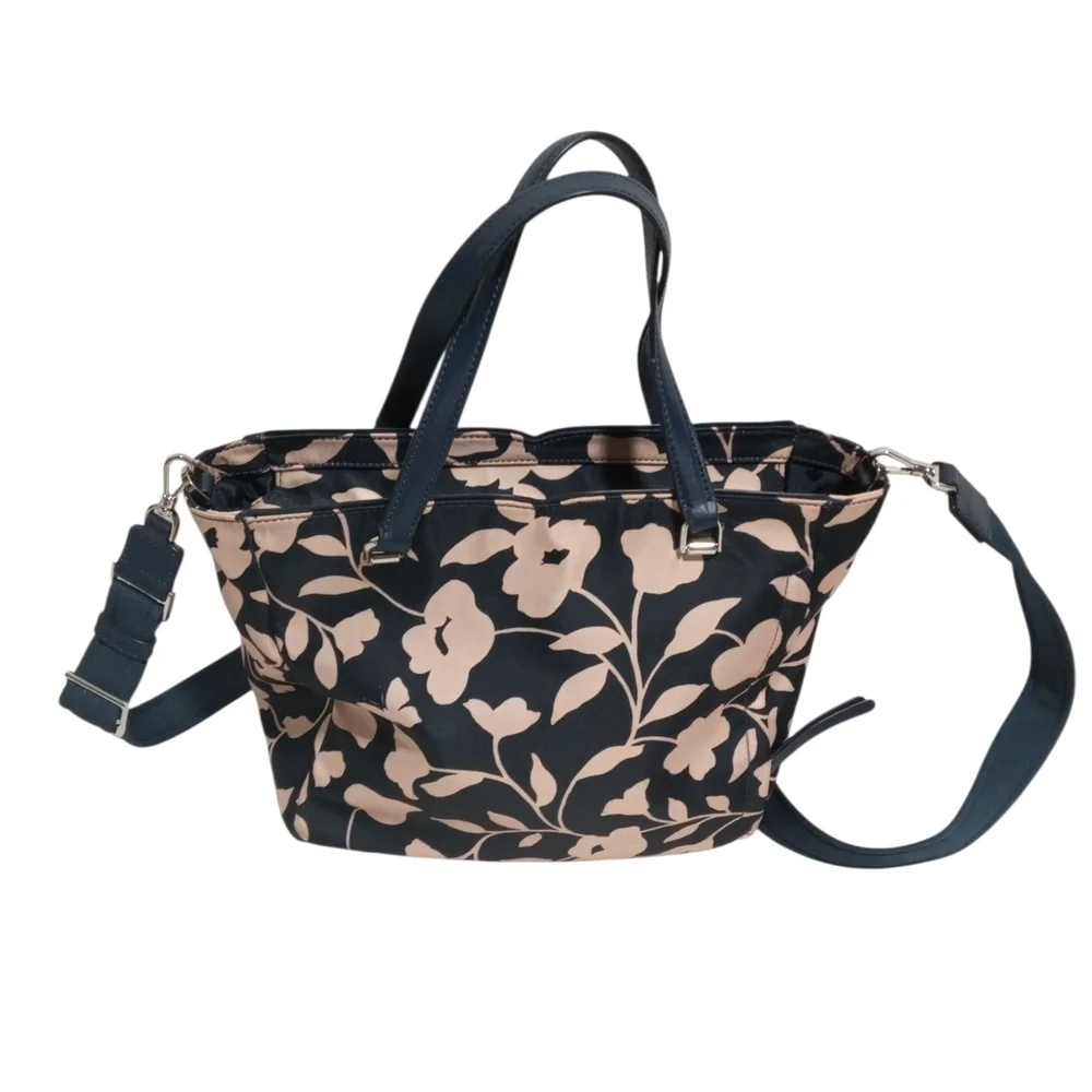 Kate Spade Jae Garden Nylon Leather Trim Floral Bag Top Handle & Crossbody Strap